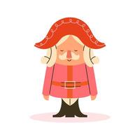Cute cartoon nutcrackeron white background. Christmas toy in flat style vector
