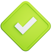 3D Render of Approve Square Button png