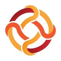A logo with a circle with orange and red lines vector