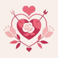 Valentine's day card with roses and arrows vector