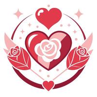 A heart with roses and hearts in the center vector