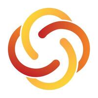 A logo with a yellow and orange swirl vector