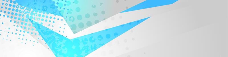 Grey blue geometric banner with stripes and halftones vector