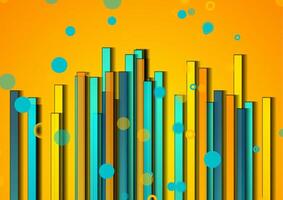 Blue orange stripes and circles abstract geometric background vector