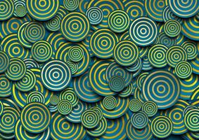Blue golden circles abstract retro geometric background vector