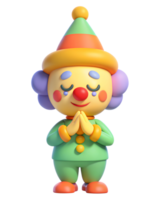 3D anime rendering of a praying clown. isolated on transparent background png