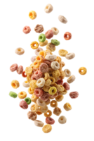 Colors full Cereal clusters Floating in mid-air isolated on transparent background png
