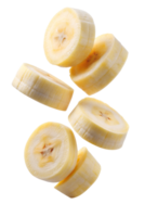 Banana slices Floating in mid-air isolated on transparent background png