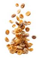 Cereal clusters Floating in mid-air isolated on transparent background png