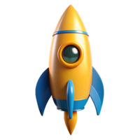 3D animated, Rocket isolated on a transparent background png