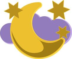 Simple Cartoon Moon and Stars with Clouds vector