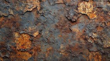 Rusty metallic surface with textures and colors observed in natural light photo