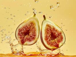 Levitating and splashing fig halves separated photo