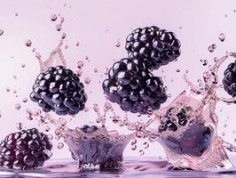 Levitating and splashing raspberry clusters separated photo