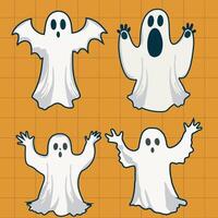 ghosts collection Happy Halloween Set of flat Halloween scary ghostly monsters Cartoon vector