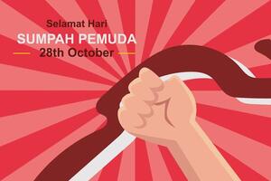 Happy youth oath on October 28 social media post. illustration with red and white flag for banner, greeting card, banner and design template vector