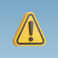 3d Realistic yellow triangle warning sign vector