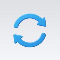 3d Realistic Blue Arrow refresh icon reload sign vector