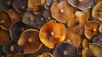 Abstract pattern created from different mushroom species photo