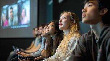 Students watching educational films together photo