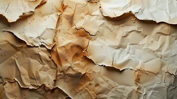 Brown burnt paper damaged by fire photo