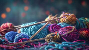 Tangled yarn in a knitting kit photo