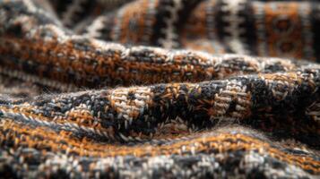 Warm woolen plaid texture background photo