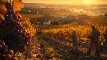 Winemakers celebrate the end of the harvesting season photo