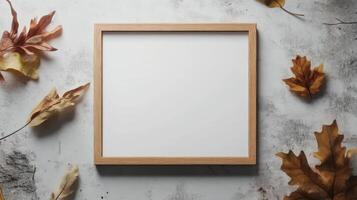 Autumn mood frame mockup with orange leaves photo