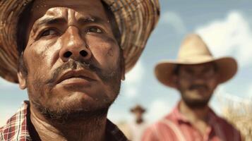 un sincero agricultores retrato en campo antecedentes foto