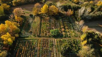 An aerial view of a vegetable garden photo