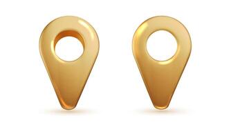 Golden location, map pin icon isolated. Realistic symbol for navigation, direction, gps and travel concept. vector