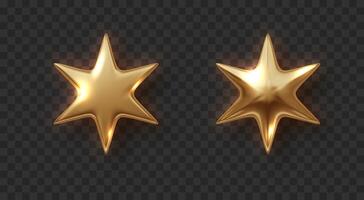 Golden six-pointed star isolated. Christmas and new year realistic design element. Golden 3d luxury design vector