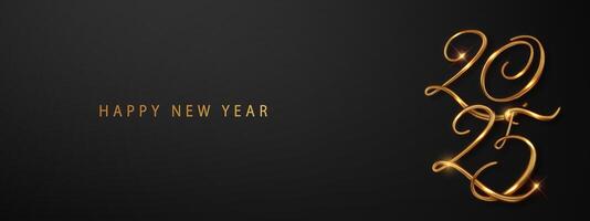 2025 Greeting Happy New Year card with place for congratulations. on dark background. vector