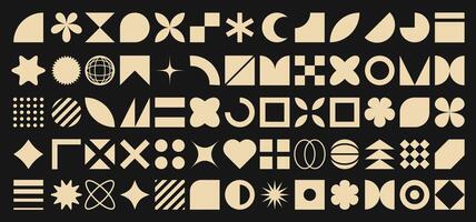 Retro simple primitive elements and abstract futuristic shapes. Y2k geometric elements for logo, icon, web design, print, advertising vector