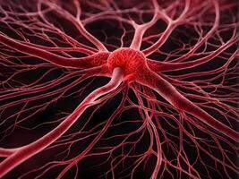 Microbiology of the complex and intricate network system of blood vein in a human body organ structure photo