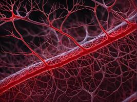 Microbiology of the human blood aorta artery with complex and intricate network system vein in a body organ structure photo