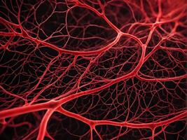 Microbiology of the complex and intricate network system of blood vein within a human body organ structure photo