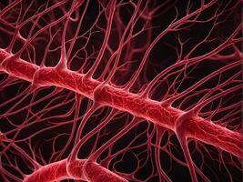 Microbiology of the human blood aorta artery and vein with complex and intricate network system in a body organ structure photo