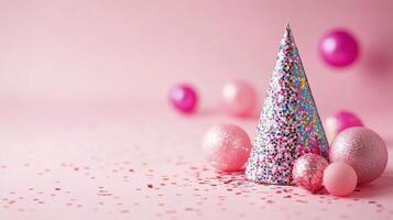 Celebration with champagne bottles and festive confetti on a pink background for a party photo