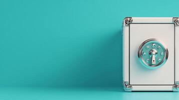 Person turning a round door knob on a vibrant teal door in a modern entryway setting photo