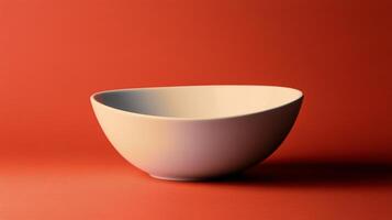 Modern white ceramic bowl on a vibrant red background showcasing sleek design and form photo