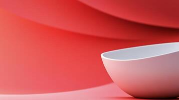 Modern white ceramic bowl on a vibrant red background showcasing sleek design and form photo