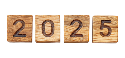 Wooden Cubes with Number 2025 png