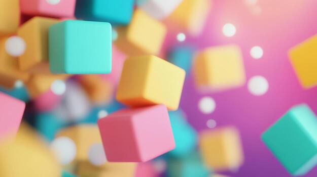 Colorful blocks floating in a playful arrangement on a vibrant background during daytime photo