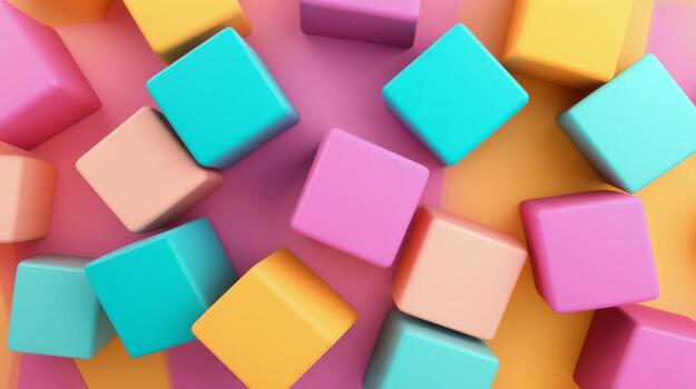 Colorful blocks floating in a playful arrangement on a vibrant background during daytime photo