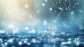 A splash of water creates ripples in a serene blue setting during a sunny afternoon photo