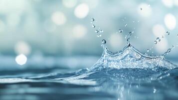 A splash of water creates ripples in a serene blue setting during a sunny afternoon photo