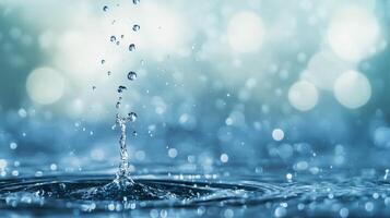 A splash of water creates ripples in a serene blue setting during a sunny afternoon photo