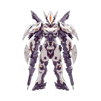 branco e laranja blindado mech ilustração. png